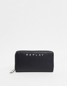 Кожаный кошелек с логотипом Replay-Черный