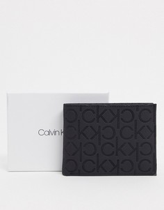 Черный бумажник с отделением для монет и логотипом Calvin Klein