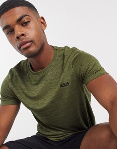 Меланжевая быстросохнущая спортивная футболка цвета хаки ASOS 4505-Зеленый