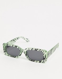 Квадратные солнцезащитные очки с зебровым принтом ASOS DESIGN-Зеленый