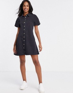 Черное джинсовое платье-рубашка ASOS DESIGN-Черный цвет