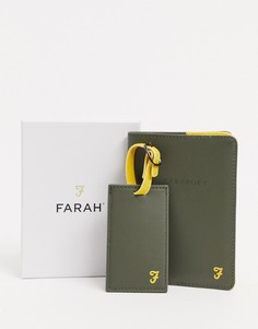 Подарочный набор с багажной биркой и обложкой для паспорта Farah-Зеленый