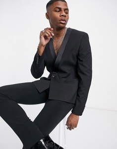 Черный пиджак зауженного кроя ASOS DESIGN