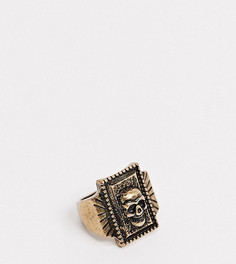Золотистое кольцо-печатка с черепом Reclaimed Vintage inspired-Золотой