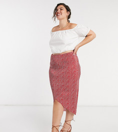 Плиссированная юбка миди в горошек с зпахом ASOS DESIGN Curve-Многоцветный