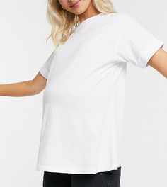 Белая свободная футболка с отворотами ASOS DESIGN Maternity-Белый