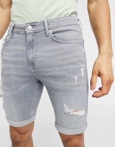 Серые джинсовые шорты скинни River Island-Серый