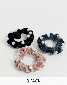 Набор узких резинок для волос с искусственным жемчугом ASOS DESIGN - 3 шт.-Мульти