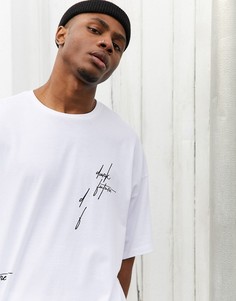 Oversized-футболка с вышитым логотипом ASOS DESIGN Dark Future-Белый