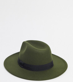 Шляпа федора цвета хаки с пряжкой My Accessories London-Зеленый цвет