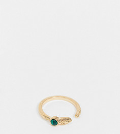 Золотистое кольцо в форме змеи с камнем ASOS DESIGN Curve-Золотой