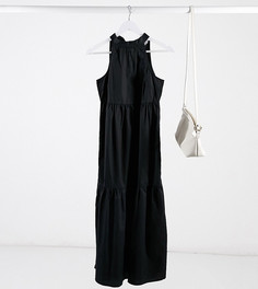 Черное ярусное платье миди с халтером Vila Petite-Кремовый