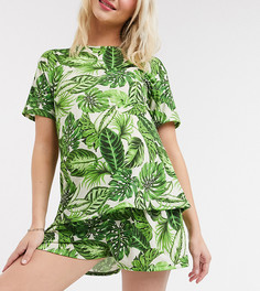 Зеленые шорты от пижамы с пальмами ASOS DESIGN Maternity-Многоцветный