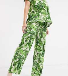 Зеленые пижамные брюки с пальмовым принтом ASOS DESIGN Maternity mix & match-Многоцветный