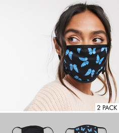 2 маски для лица с регулируемыми ремешками (черный/с принтом) Skinnydip-Черный цвет