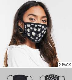 2 маски для лица с регулируемыми ремешками и принтом Skinnydip-Черный цвет