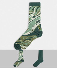 Набор из 2 пар мужских носков с камуфляжным принтом Levis-Зеленый