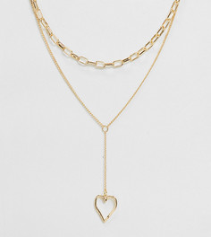 Эксклюзивное золотистое ожерелье-цепочка с подвеской-сердечком DesignB London-Золотой