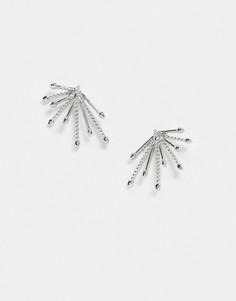 Серебристые броские серьги-гвоздики DesignB London-Серебряный
