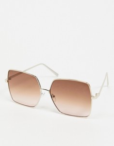 Большие квадратные солнцезащитные очки в стиле 70-х ASOS DESIGN-Коричневый цвет