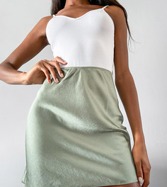 Шалфейно-зеленая атласная юбка ASOS DESIGN Tall-Зеленый цвет