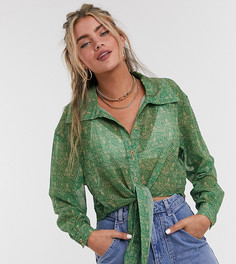 Полупрозрачная рубашка с принтом в стиле 90-х One Above Another-Зеленый