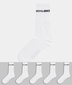 Набор из 5 пар белых носков с логотипом Jack & Jones-Белый