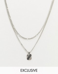 Серебристое ожерелье в несколько рядов Reclaimed Vintage inspired-Серебряный