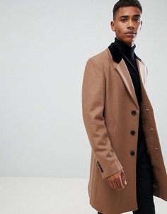 Премиум-пальто с добавлением шерсти и бархатным воротником French Connection-Светло-коричневый