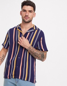 Синяя/желтая рубашка в полоску Celio-Многоцветный