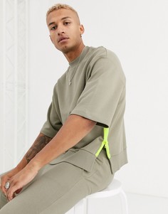 Кроп-топ от комплекта в стиле oversized с неоновыми молниями по бокам ASOS DESIGN-Зеленый