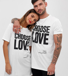 Белая удлиненная футболка из органического хлопка Help Refugees Choose Love-Белый