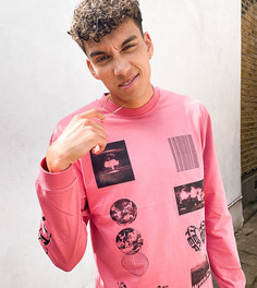 Пыльно-розовый лонгслив с принтом COLLUSION