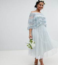 Многослойное платье с отделкой Maya Plus-Синий