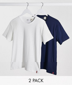2 футболки (белая/темно-синяя) с логотипом Levis-Мульти