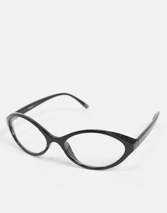 Овальные очки в черной оправе с прозрачными стеклами ASOS DESIGN-Черный цвет
