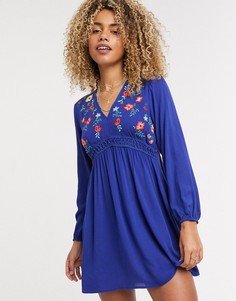 Свободное платье с цветочной вышивкой En Crème-Темно-синий
