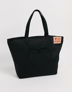 Черная сумка-шоппер с сердцем Love Moschino-Черный