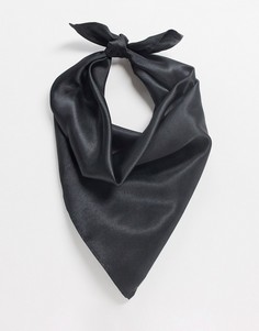 Черный атласный платок ASOS DESIGN-Черный цвет