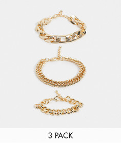 Набор золотистых браслетов-цепочек с крупными звеньями ASOS DESIGN-Золотой