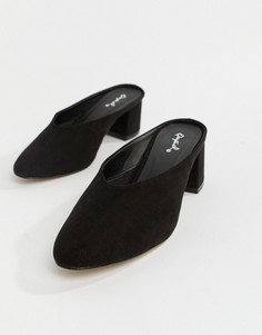 Мюли на каблуке с острым носком QUPID-Черный