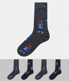 Набор из 4 пар темно-синих носков с принтом Jack & Jones-Темно-синий