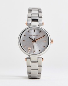 Женские часы из нержавеющей стали с белым циферблатом Karl Lagerfeld KL5000-Серебряный