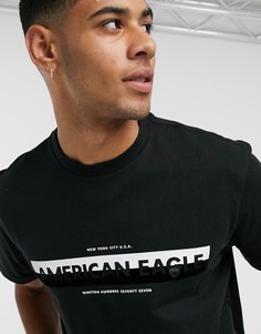 Черная футболка с логотипом American Eagle-Черный