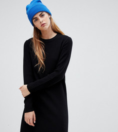Черное трикотажное платье в рубчик Bershka-Черный
