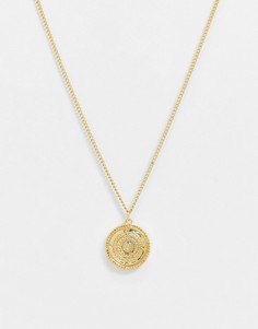 Золотистое ожерелье с подвеской-диском DesignB-Золотой