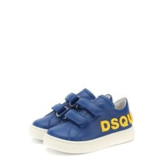 Кожаные кеды с застежками велькро и вышивкой Dsquared2