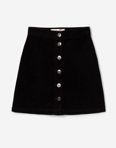 Чёрная вельветовая юбка-трапеция для девочки Gloria Jeans