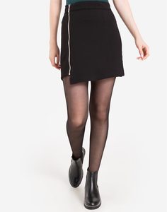 Чёрная асимметричная юбка с молнией Gloria Jeans