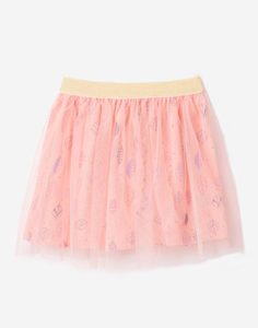 Розовая фатиновая юбка с узором для малышки Gloria Jeans